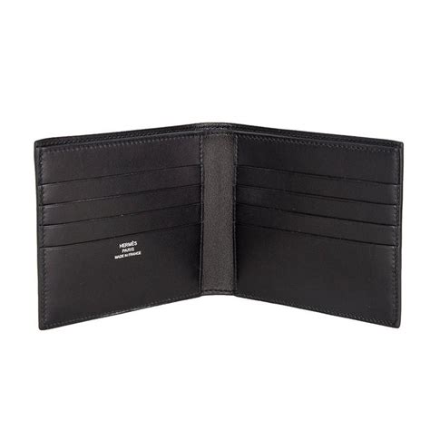 hermes leather wallet black